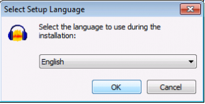 (Screenshot of language prompt for Audacity, just click "OK" assuming you speak English.)