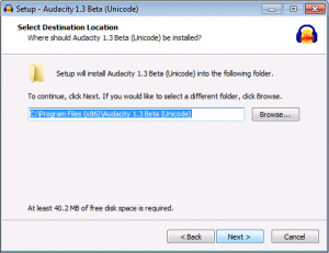 (Screenshot of the install location prompt, click "Next>".)