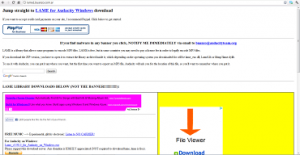(Screen shot of the LAME download site.)